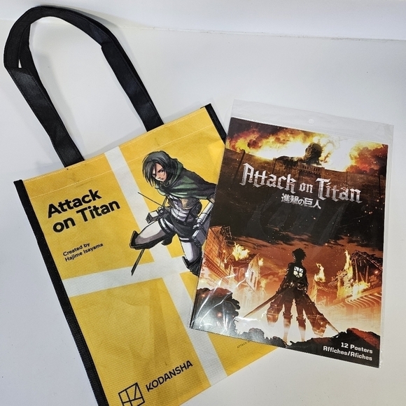 Funimation Attack on Titan Manga Poster Book Barnes & Noble Exclusive Tote Bag - Picture 1 of 6